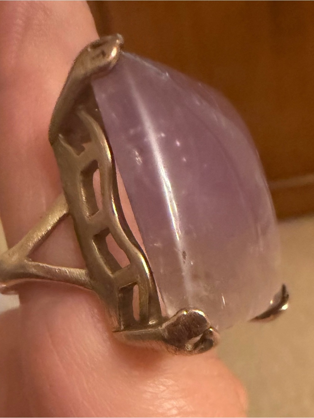 Lavender square Gemstone Cocktail Ring - gold plated Setting size 8-1/4